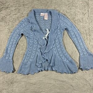 That's So Raven Y2K Open Knit Cardigan Blue Fairy Coquette Dainty Flare Sleeve